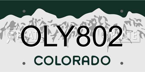 OLY802 Colorado License Plate