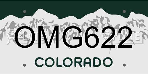 OMG622 Colorado License Plate