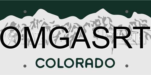 OMGASRT Colorado License Plate