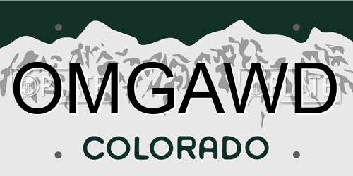OMGAWD Colorado License Plate