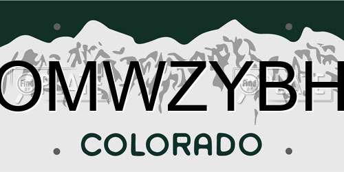 OMWZYBH Colorado License Plate