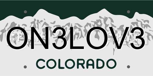 ON3LOV3 Colorado License Plate