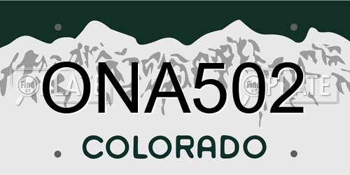ONA502 Colorado License Plate
