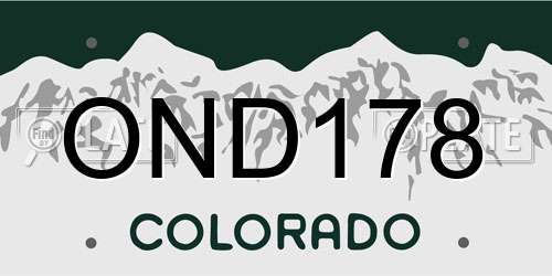 OND178 Colorado License Plate