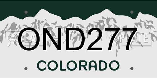 OND277 Colorado License Plate
