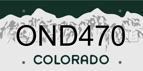OND470 Colorado License Plate