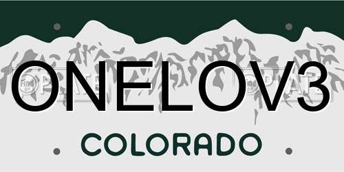 ONELOV3 Colorado License Plate