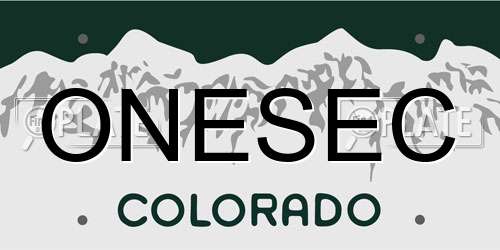 ONESEC Colorado License Plate