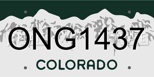 ONG1437 Colorado License Plate