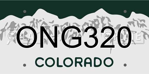 ONG320 Colorado License Plate