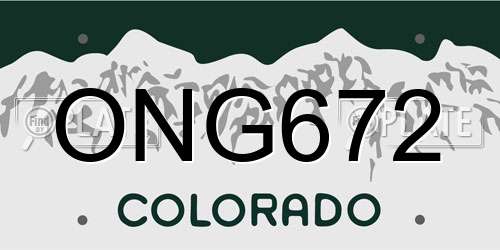 ONG672 Colorado License Plate