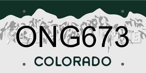 ONG673 Colorado License Plate