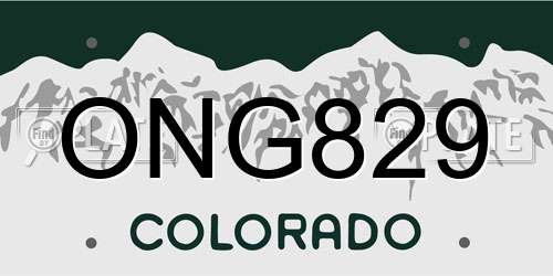 ONG829 Colorado License Plate