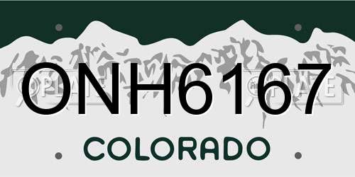 ONH6167 Colorado License Plate