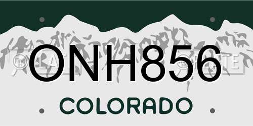 ONH856 Colorado License Plate