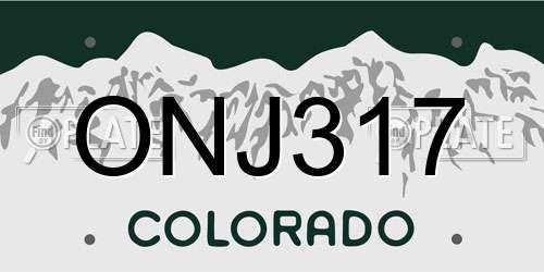 ONJ317 Colorado License Plate