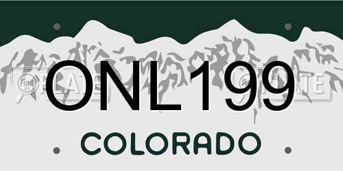ONL199 Colorado License Plate