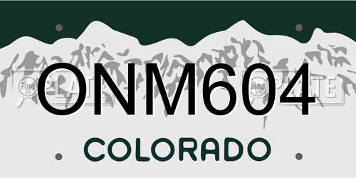 ONM604 Colorado License Plate