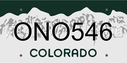 ONO546 Colorado License Plate
