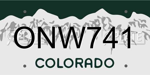 ONW741 Colorado License Plate