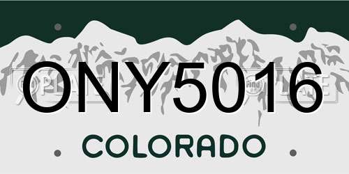 ONY5016 Colorado License Plate