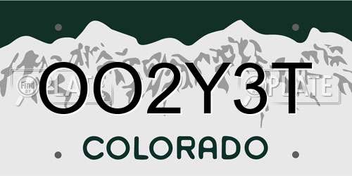 OO2Y3T Colorado License Plate