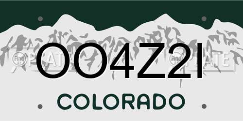 OO4Z2I Colorado License Plate