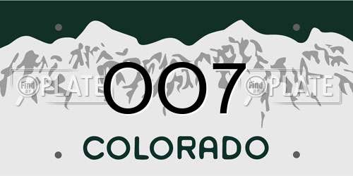 OO7 Colorado License Plate