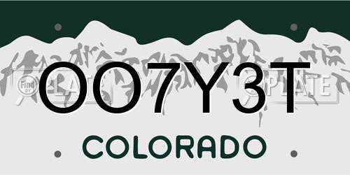 OO7Y3T Colorado License Plate