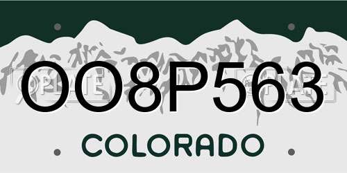 OO8P563 Colorado License Plate