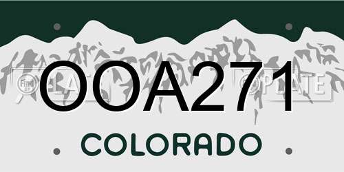OOA271 Colorado License Plate