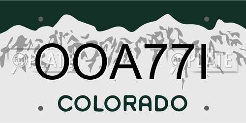 OOA77I Colorado License Plate