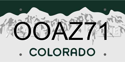OOAZ71 Colorado License Plate