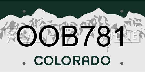 OOB781 Colorado License Plate