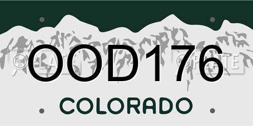 OOD176 Colorado License Plate