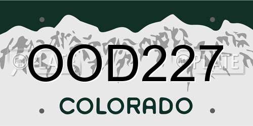 OOD227 Colorado License Plate