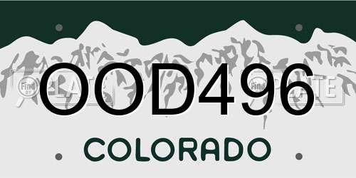 OOD496 Colorado License Plate