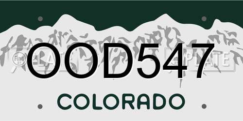 OOD547 Colorado License Plate