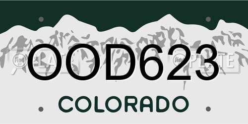 OOD623 Colorado License Plate