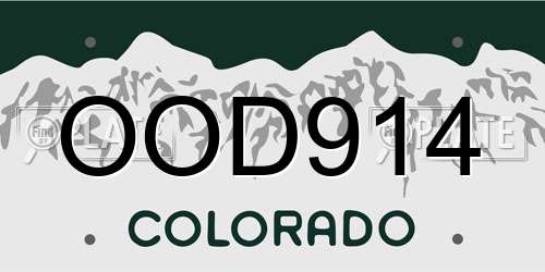OOD914 Colorado License Plate