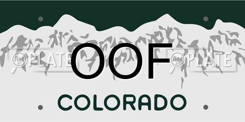 OOF Colorado License Plate