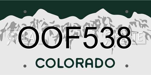 OOF538 Colorado License Plate