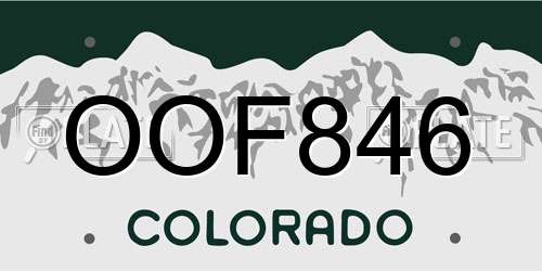 OOF846 Colorado License Plate
