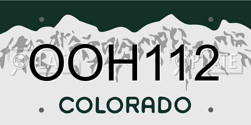 OOH112 Colorado License Plate