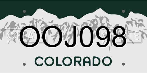 OOJ098 Colorado License Plate