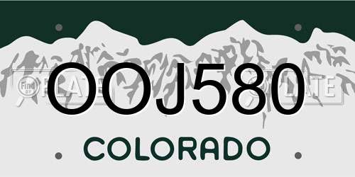 OOJ580 Colorado License Plate