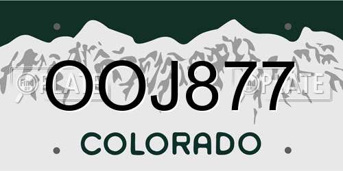OOJ877 Colorado License Plate