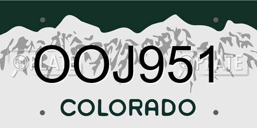 OOJ951 Colorado License Plate