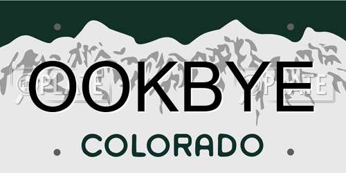 OOKBYE Colorado License Plate