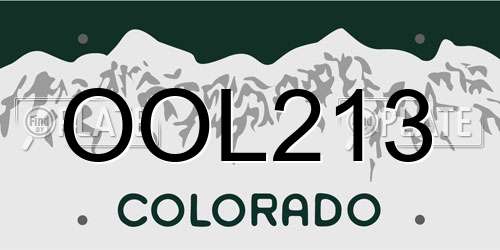 OOL213 Colorado License Plate